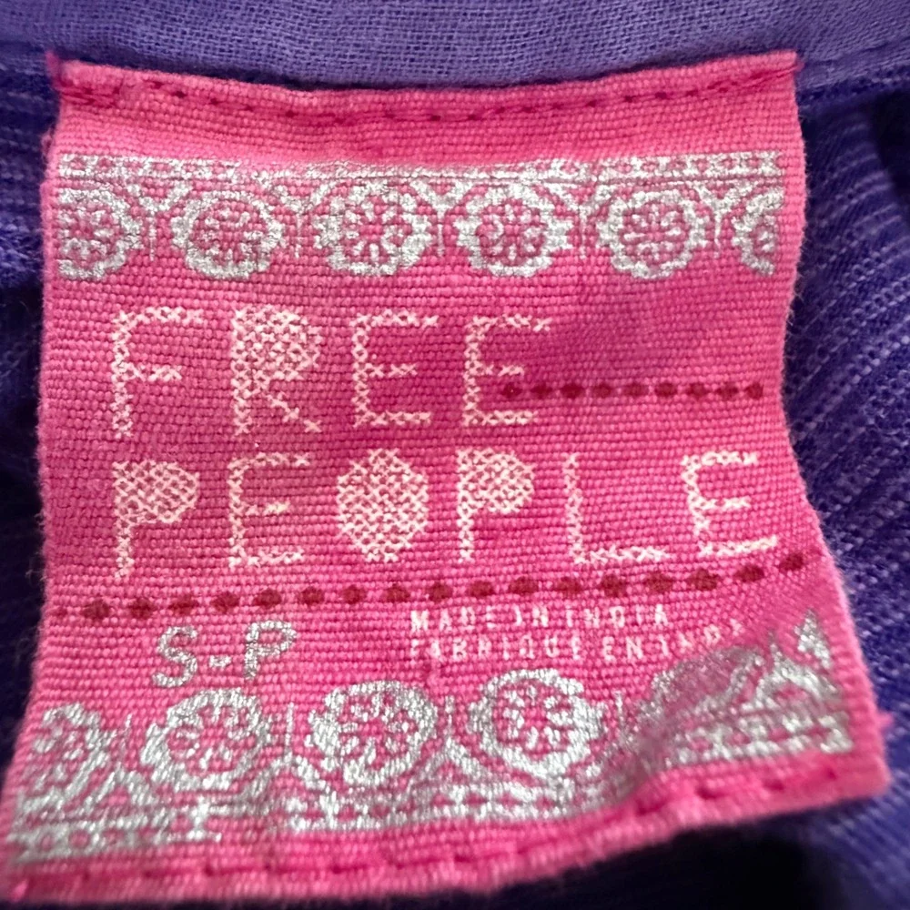 Free People Purple Embellished Sequin Tank Top Boho Handkerchief Hem Ribbed